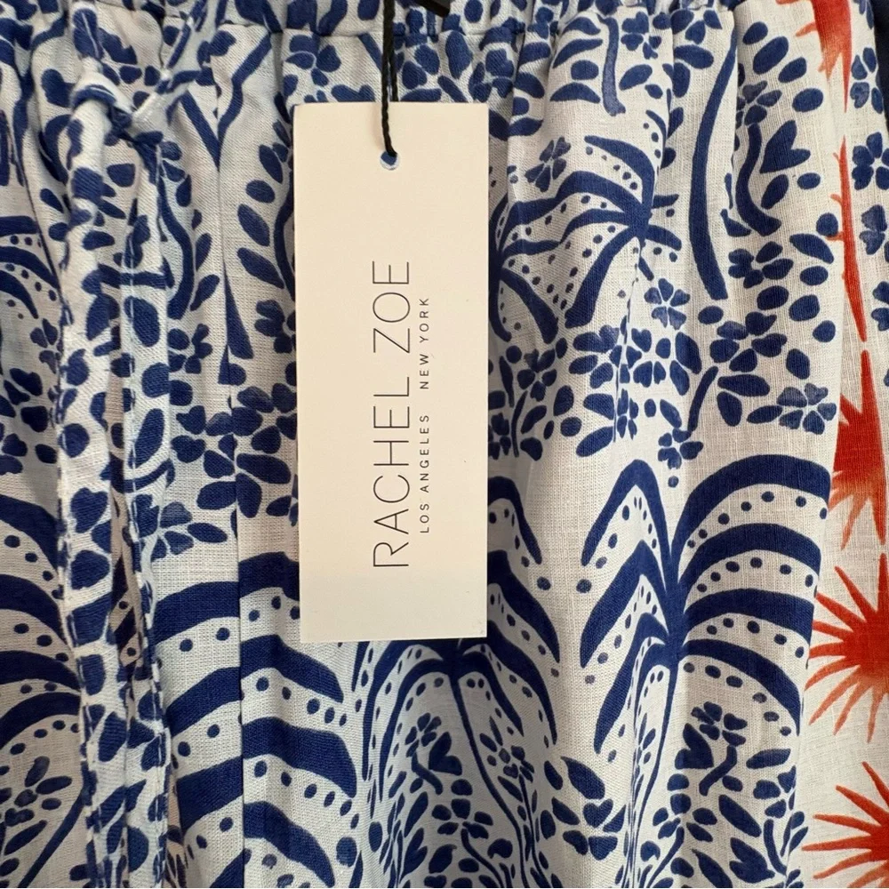 Rachel Zoe tropical print wide-leg linen blend Pants.  NWT Festival Flowy Medium - Picture 4 of 10